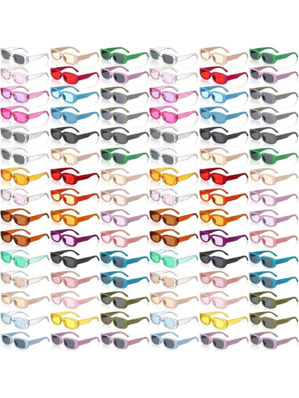 150 Pack Retro Rectangle Sunglasses for Women & Men - 90s Style Bulk Glasses